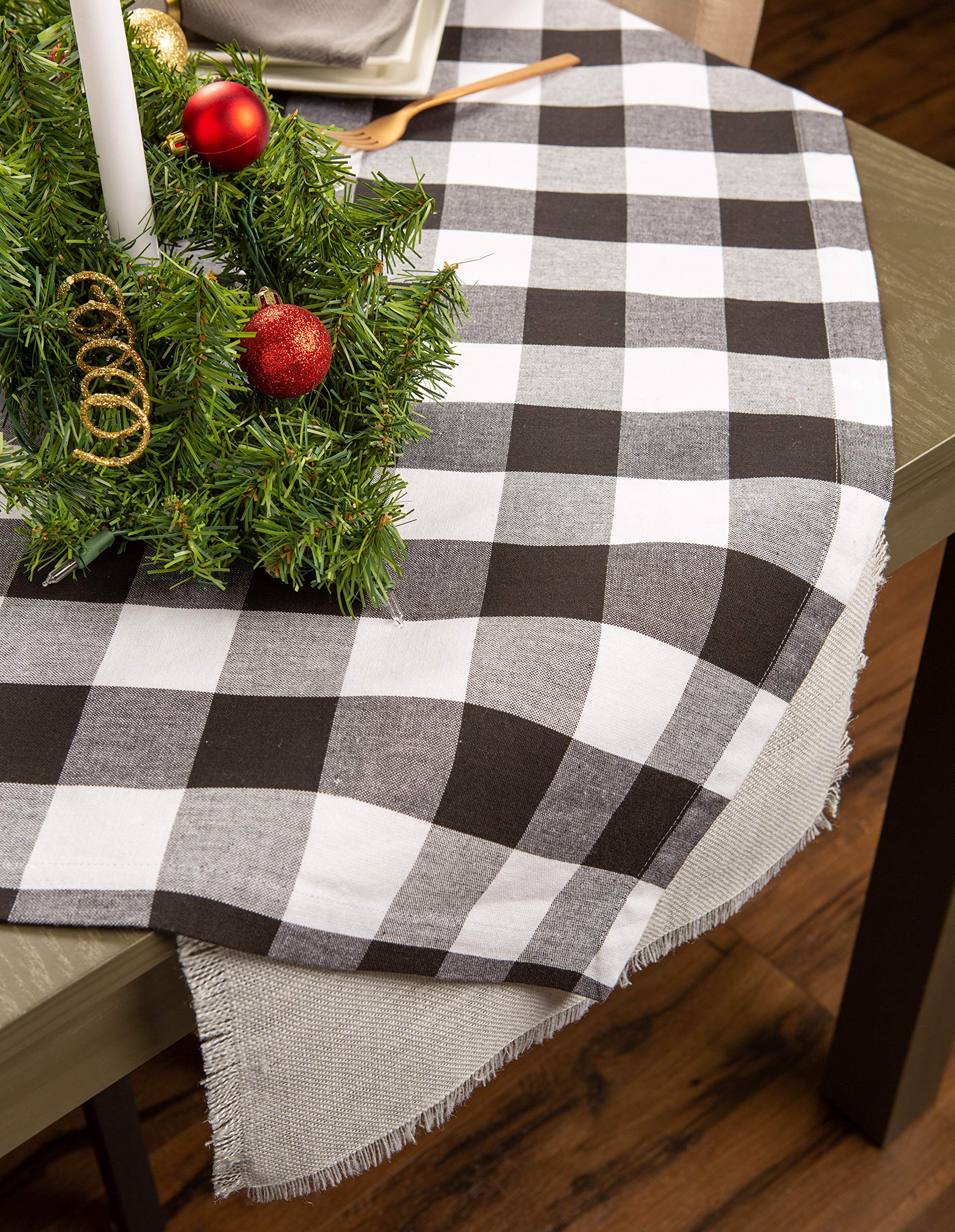 Dii Buffalo Check Collection, Classic Farmhouse Tablecloth, Table Topper, 40X40, Black & White